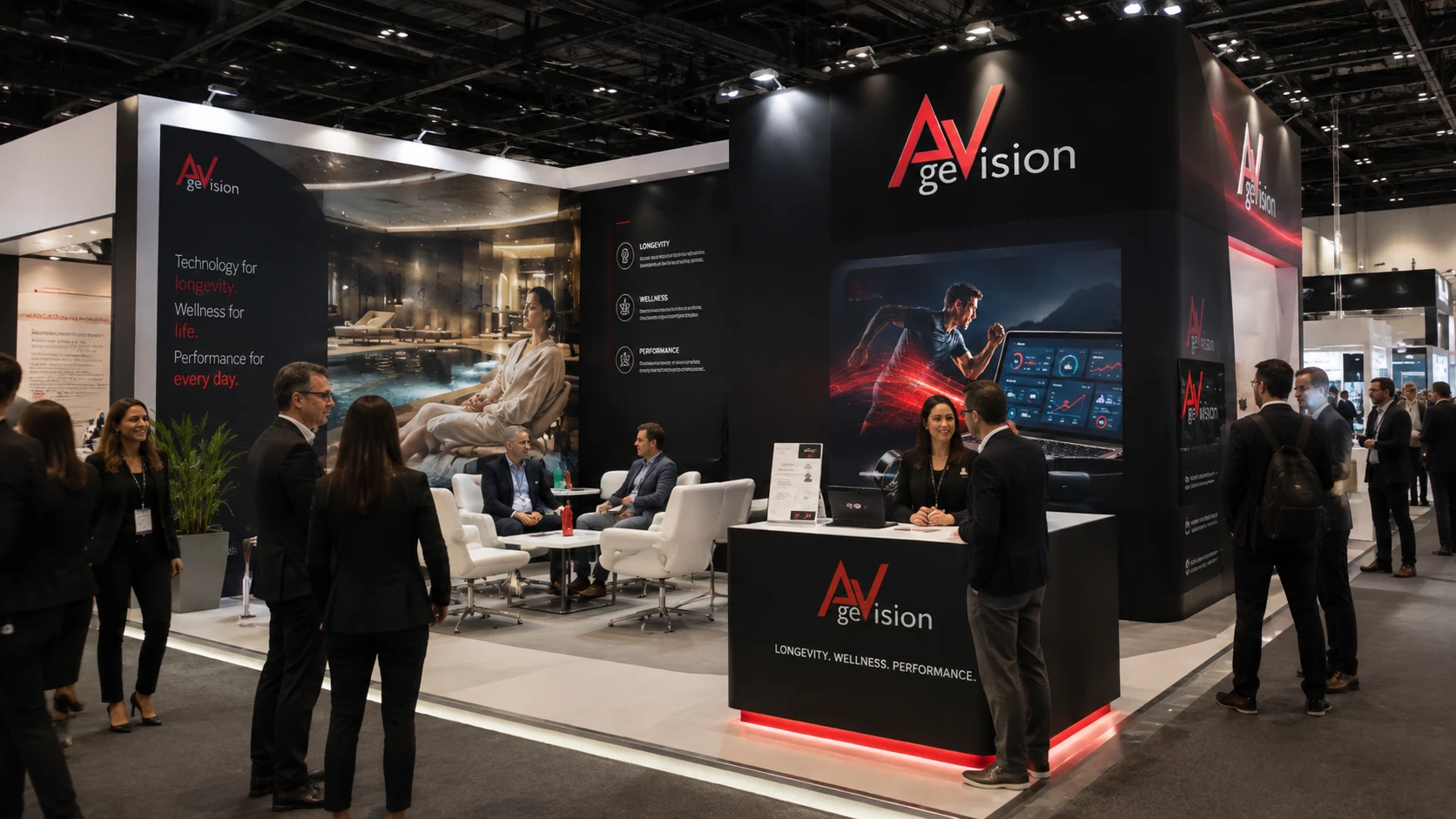 AgeVision exhibition stand with visitors