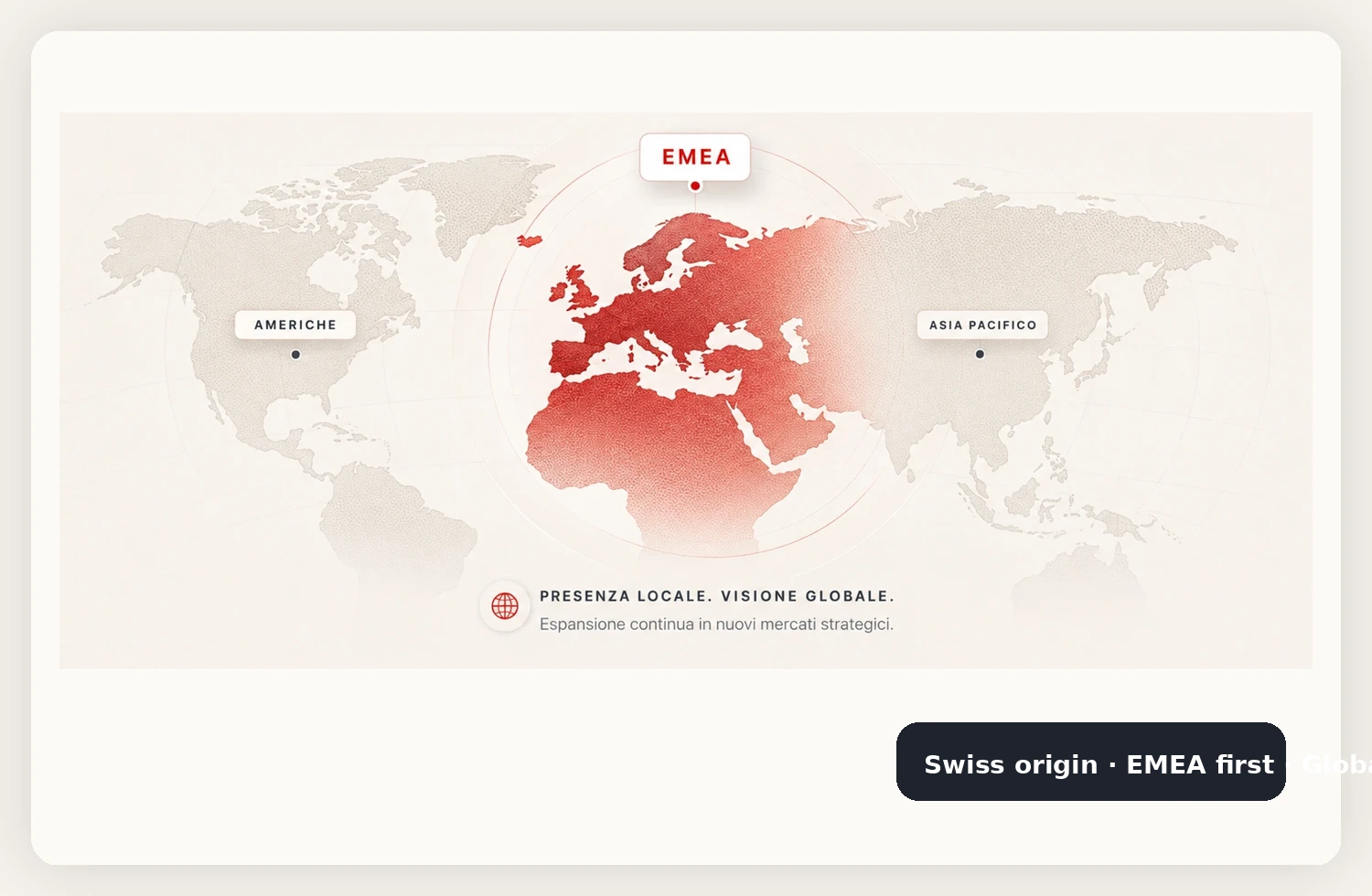 Mappa EMEA e rete internazionale AgeVision