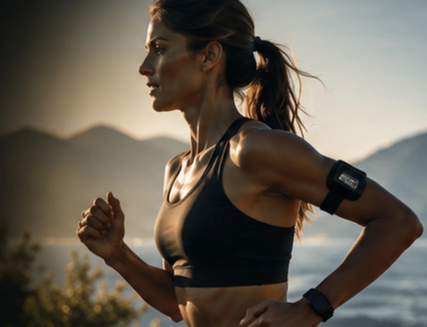 Atleta durante l’allenamento con sensore wearable